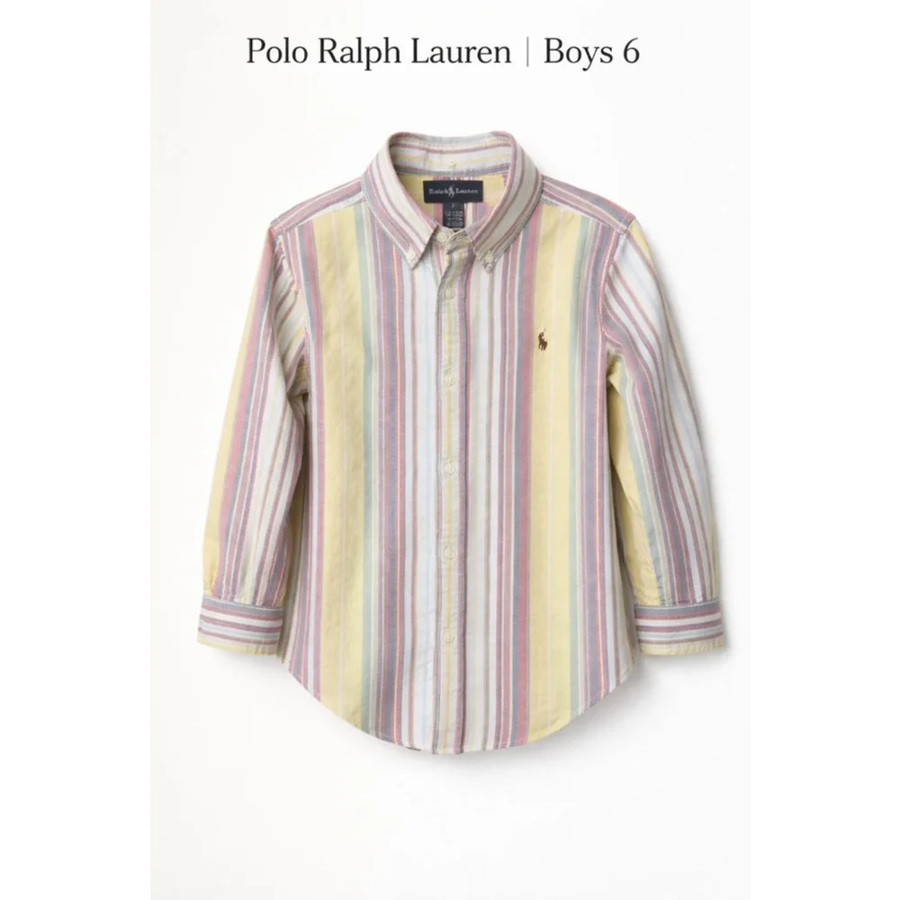 Polo Ralph Lauren Boys Button Down Shirt Size 6 Striped Multicolor Cotton Preppy